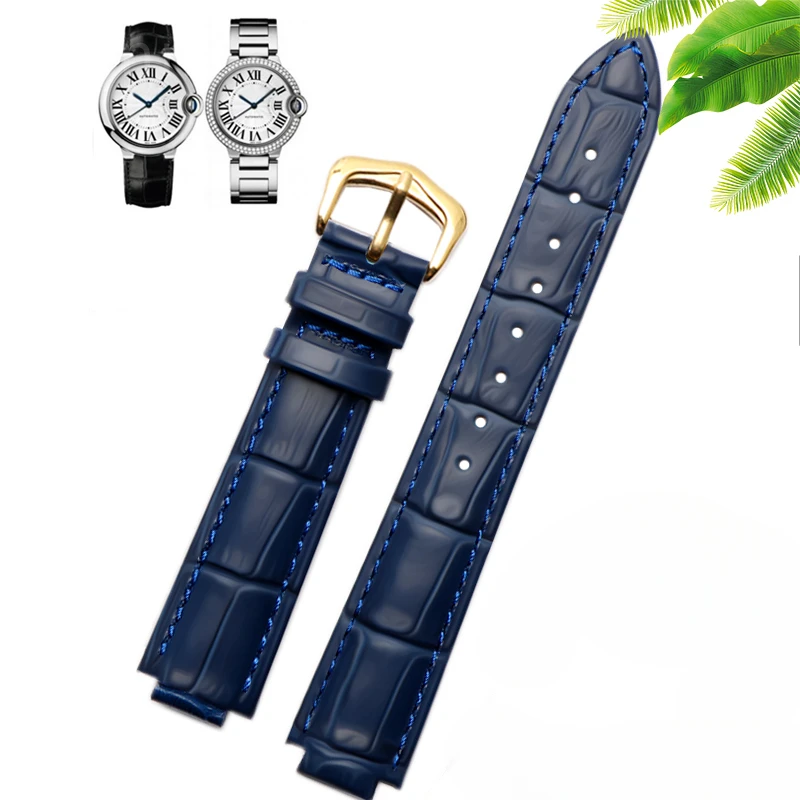 Echtes Leder-Uhrenarmband für Cartier Blue Balloon Herren Damen Armband 14x8 16x8 18x11 20x12 22x14mm Medium Small Zubehör – Detail 4