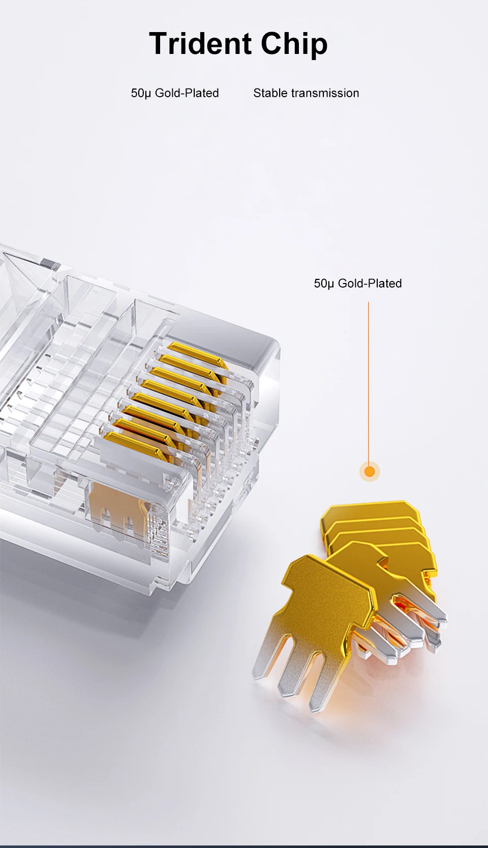 ONTi 10/50pcs CAT6 CAT5E Pass Through RJ45 Modular Plug Network Connectors UTP 50μ Gold-Plated 8P8C Crimp End for Ethernet Cable