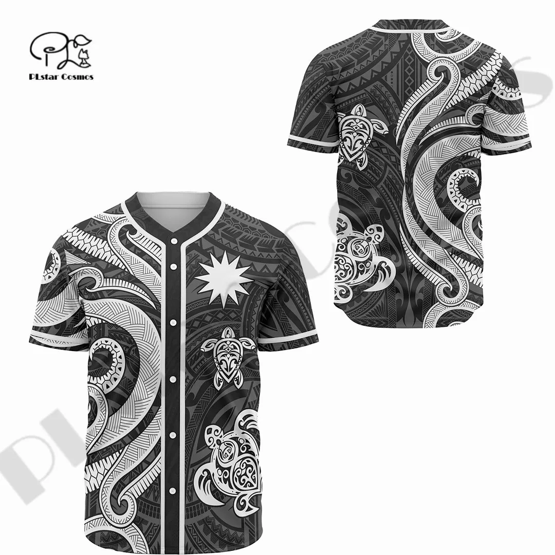 Newest 3Dprinted Nauru Baseball Jersey Shirt Polynesian Tribal Wave Tattoo Casual Unique Unisex Funny Sport Streewear Style-1 5