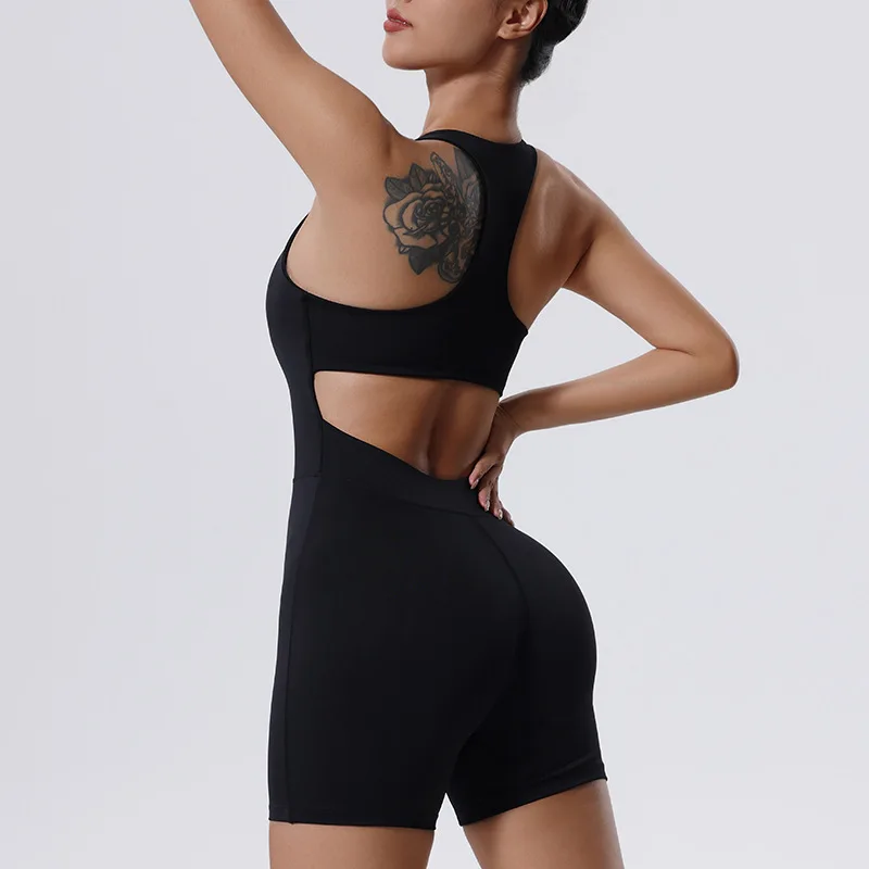 Summer Zipper Jumpsuits Yoga Bodysuit Women's Sportswear Yoga Set Gym Clothes Push-up Workout Tracksuit Dance Fitness Bodysuit 4