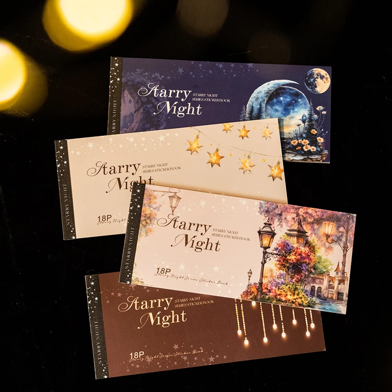 Journal GO 18 Stück Sternennacht-Aufkleber, Scrapbooking, Landschaftsbau, Material, Collage, PET-Aufkleber, kreatives DIY-Tagebuch, Kartentagebuch