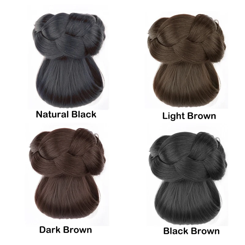 합성 헤어 번 가발 클립형 로우 업두 헤어 액세서리 여성용 헤어피스