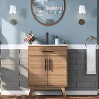 24.5" Bathroom Vanity with Sink Combo, Mid-Century Modern Small Single Bathroom Cabinet Set,Soft Closing Doors,Bath Vanity Brown 1