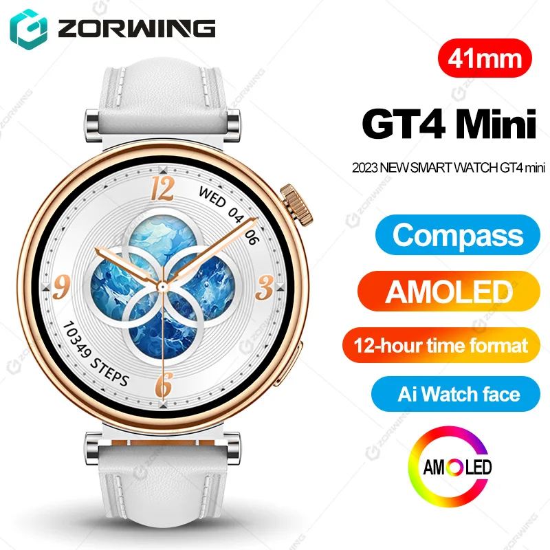 

GT4 Mini AMOLED Smart Watch Women Men Compass NFC Smartwatch Heart Rate Bluetooth Call Sport Watches 41mm for Android IOS New