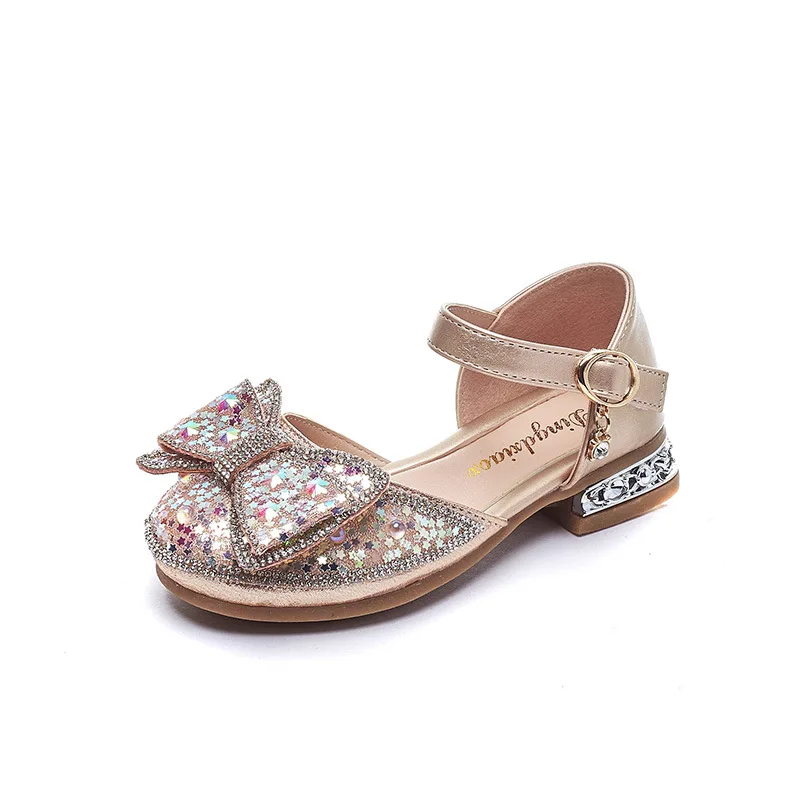 

Kids Fashion Princess Mary Janes for Party Wedding Shows 2023 Spring and Summer Toes Wrapped Sequin Low Heels Girls Sandals New