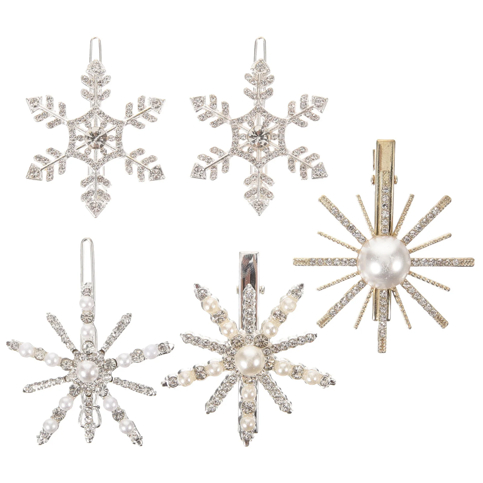 

5 Pcs Hairpin Pins Decorations Snow Barrettes Diamond Pearl Clips Iron Accessories Child Hairpins