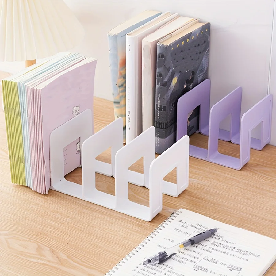A4 Space-Saving Multi-Functional Standing Book Organizer Plastic Desk Bookshelf Office Desk Bookend Simple Book Storage Rack