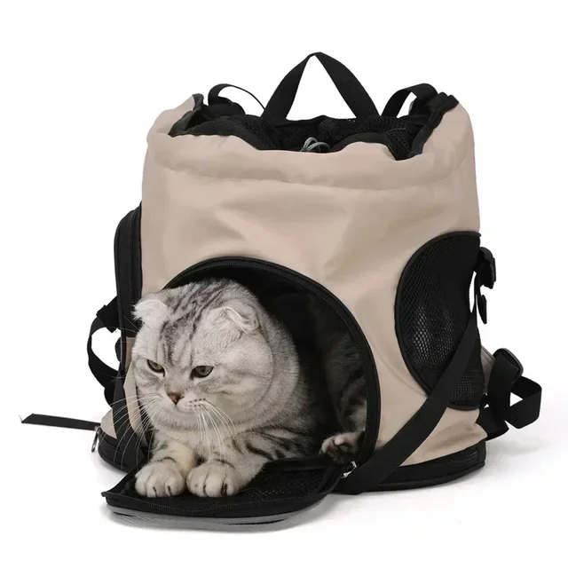 Solid Color Large Capacity Lightweight Cat Bag Go Out Portable Pet Bag Carrier Breathable Oxford Cloth Portable Pet Backpack 6