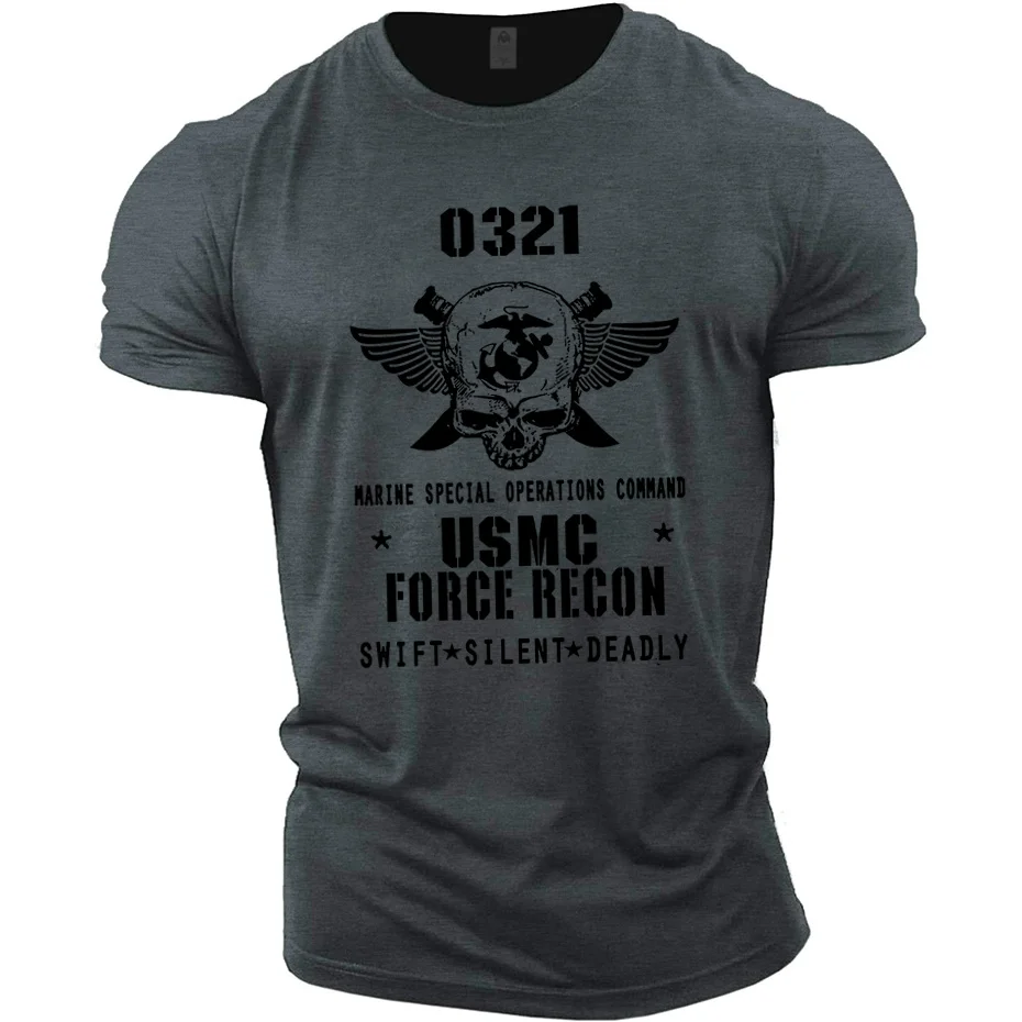 USMC T-shirt US Marines Semper Fidelis Devil Dog Military Force Recon Tshirt Men Cotton Tees Streetwear Harajuku tshirt camiseta