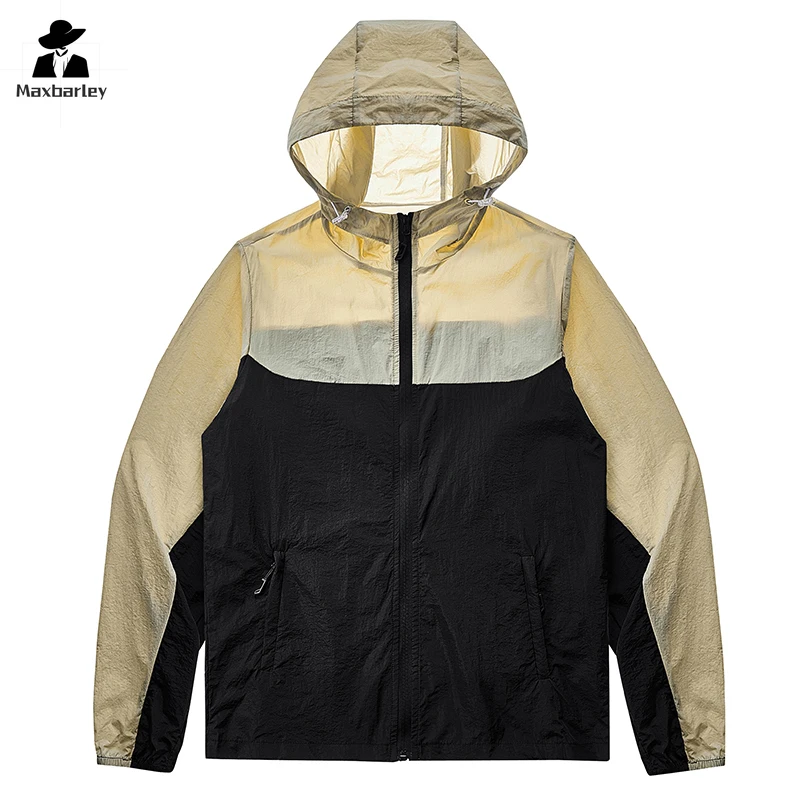 New Sunscreen Clothing Unisex Waterproof Casual Stitching Ultra-thin Breathable UV Hooded Jacket UPF50 Camping Skin Windbreaker