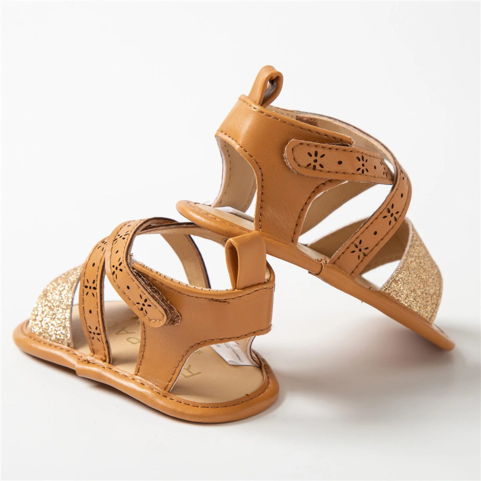 Infant Baby Girls PU Leather Sandals Toddler Non-Slip Open Toe Sequins First Walking Soft Sole Shoes