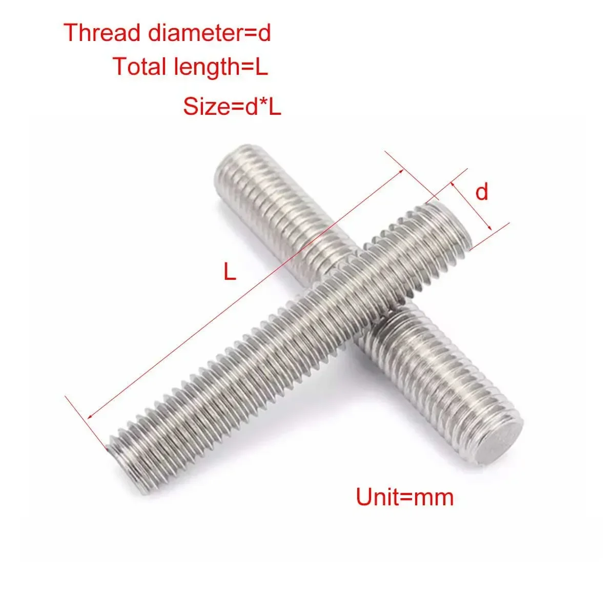 Свинцовый винт из нержавеющей стали 304, резьбовой стержень с полной резьбой M8M10M12