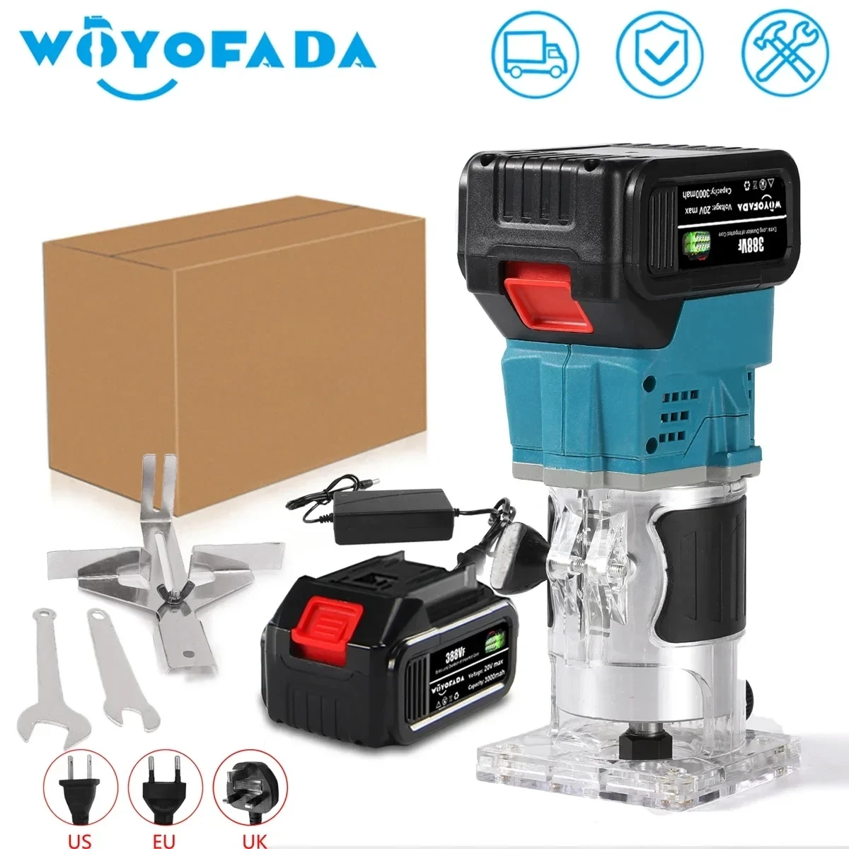 18V Cordless Electric Trimmer Wood Hand Trimmer Incisione Slotting Trimming Carving Machine Router Wood Per Makita 18V Battery