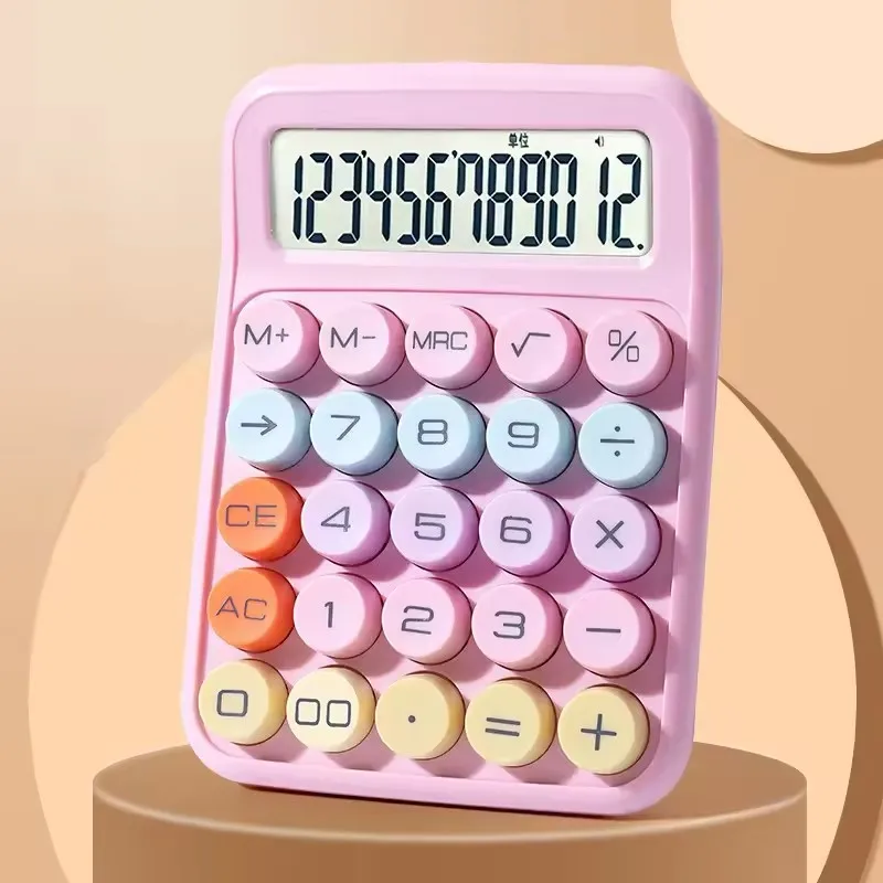 1pc 키보드 계산기 사무실 12 자리 기계 계산기 귀여운 캔디 컬러 계산기 데스크탑 편지지
