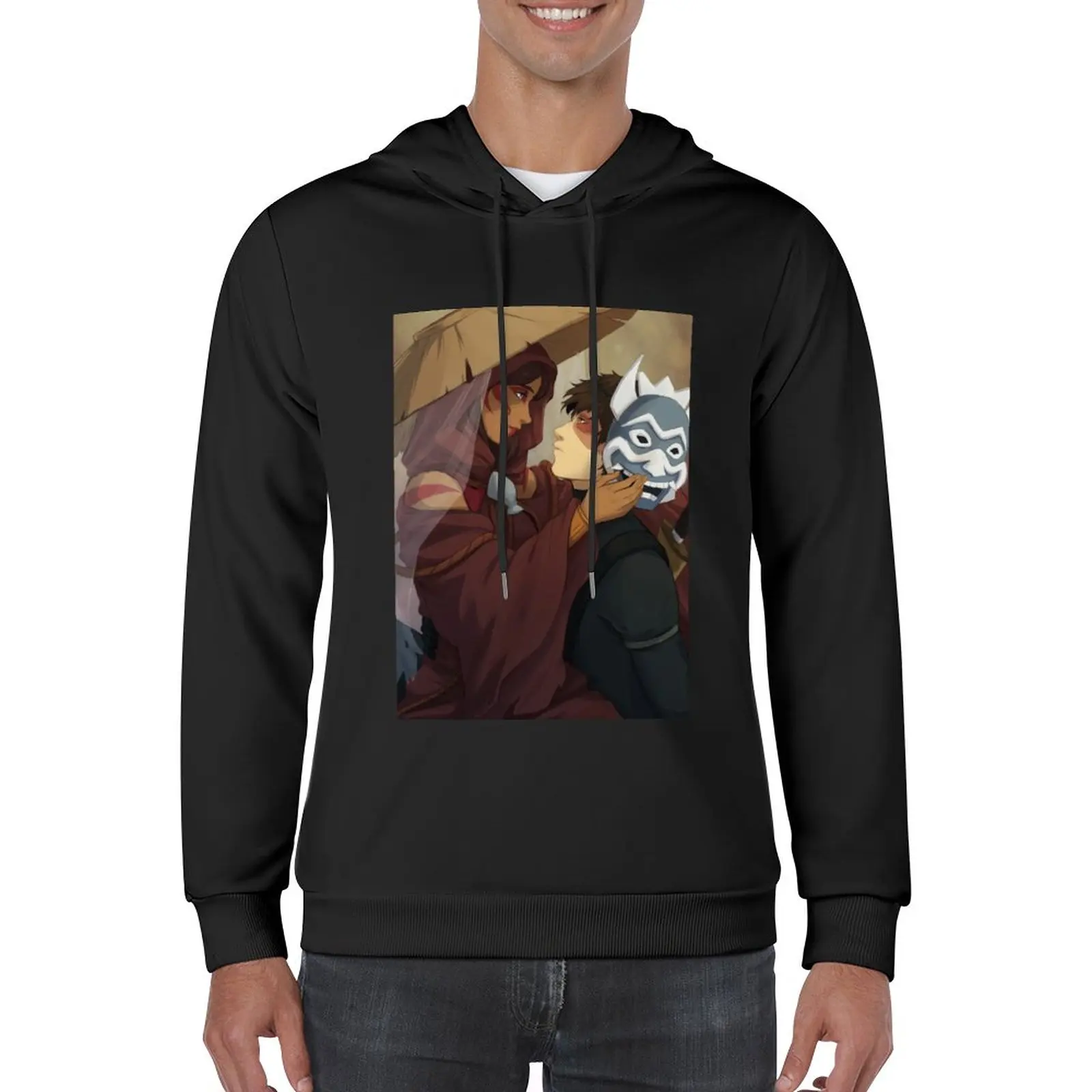 

New Painted Blue Pullover Hoodie korean clothes fashion men hoodie graphic