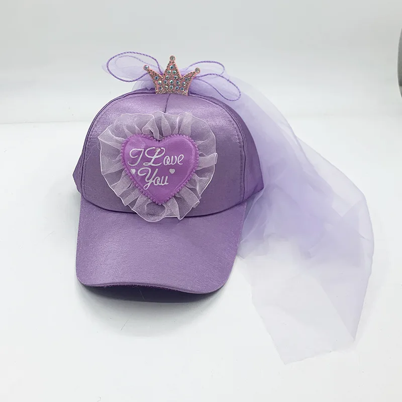 

Бейсболка для детей, бейсболка с сердечками, свадебное платье с короной для девочек, очень милая Кепка, Всесезонная Кепка для девочек от 2 до 7 лет