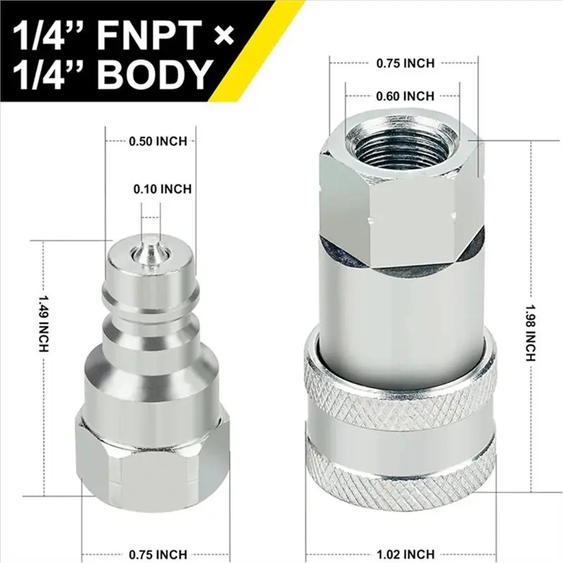 【추천】NPT1/4 유압 퀵 커넥트 커플러 피팅 - 먼지 캡 포함 커플러 2세트