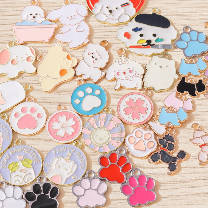Tusember 10 Stück Cartoon Niedlicher Welpe Hund Charms Emaille Tier Charms Anhänger für Halsketten Ohrringe DIY Armband Schmuck Zubehör – Detail 5