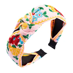Versatile Ethnic Embroidered Floral Headband (Pastel)