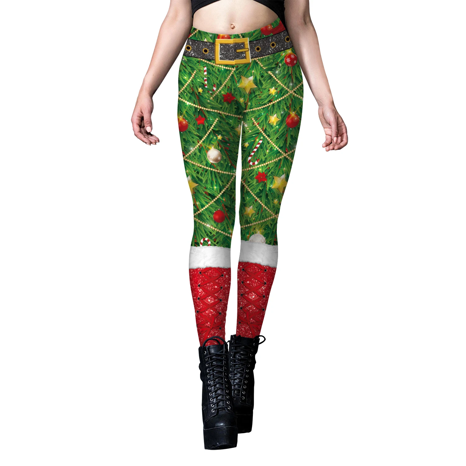 Christmas Leggings for Women Fashion Cute Creative Xmas Trousers Elk Snowflake Print Sexy Leggings Hip-Up Cosplay Partywear