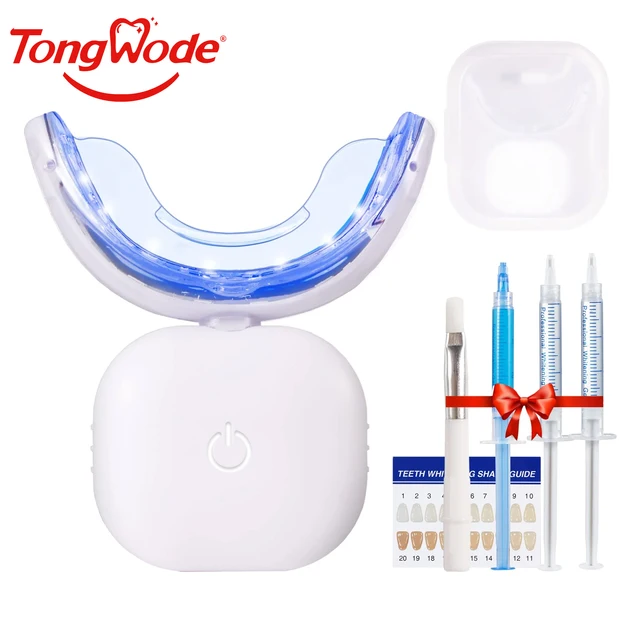 Teeth Whitening LED Light With Gel Pen Combination 32 LED Blue Red Lights Wireless Rechargeable 7 Days Whiten Tooth Home Use