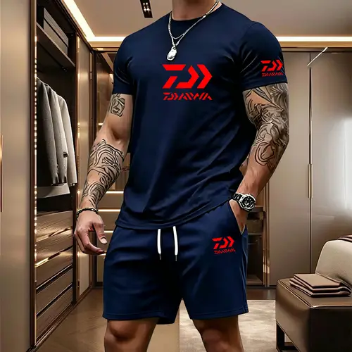 2026 Summer Men's Short Sleeved T-shirt Drawstring Shorts Set Breathable Outdoor Sports Set Men's Daily Fishing Suit - Image 10