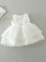 Elegant Purple Party Dress for Baby Girls - Perfect for Birthdays, Weddings, and Special Occasions (WHITE)