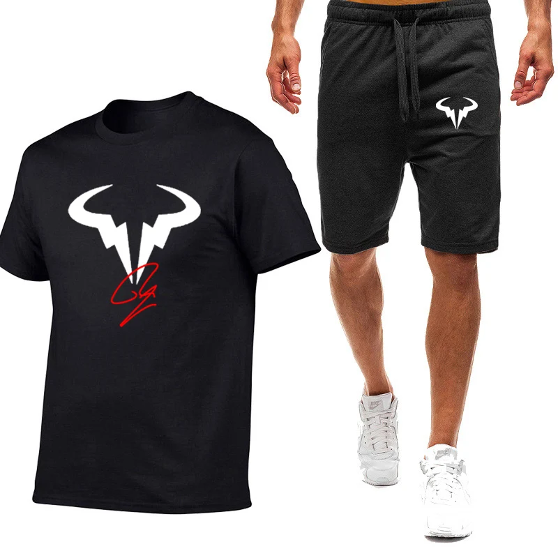 

Rafael Nadal 2023 Men Tennis Player New 2 Pieces Sets Short Sleeve Sportswear Fitness Summer Print Short T Shirts Suit Clothing