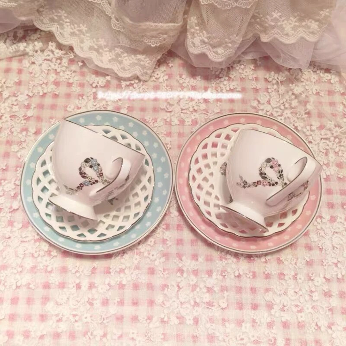 

180ML Cute Pink Bow Coaster Pad Milk Tae Coffee Cup Mat Round Heat-insulated Placemats Home Decoration 1set