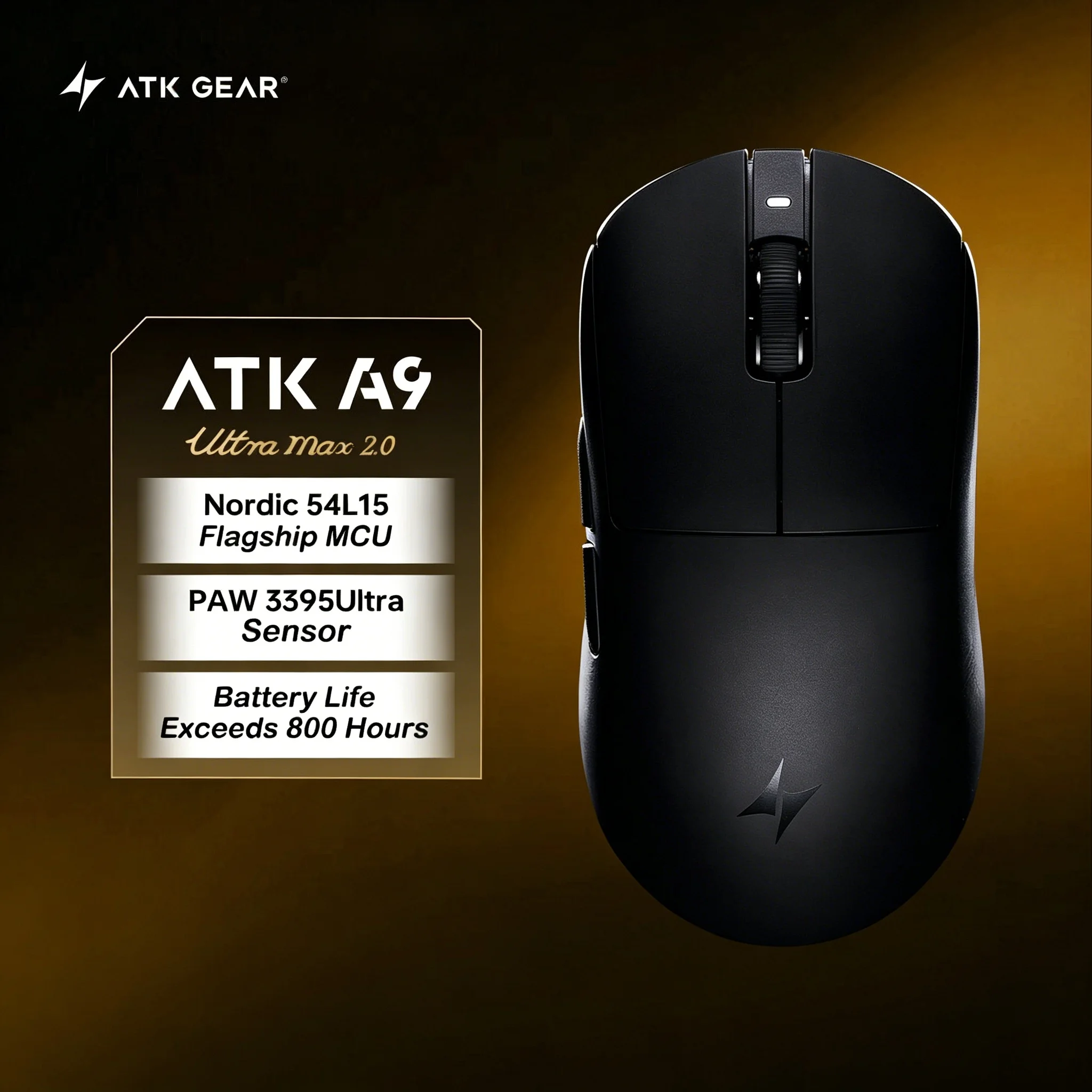 ATK DragonFly A9 Air Ultimate Wireless Gaming Mouse - High-Performance 42,000 DPI, 8KHz RGB with Ergonomic Design