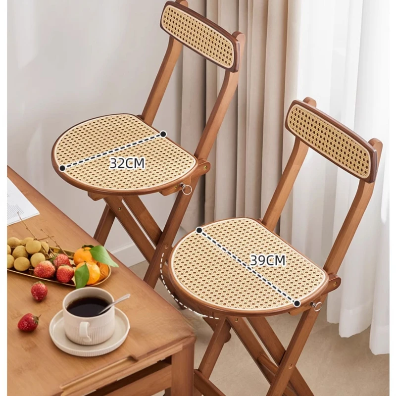 Foldable Barstool Coffee Counter Portable Rattan Dining Chair Leisure Backrest Stool Modern Bench for Versatile Use s