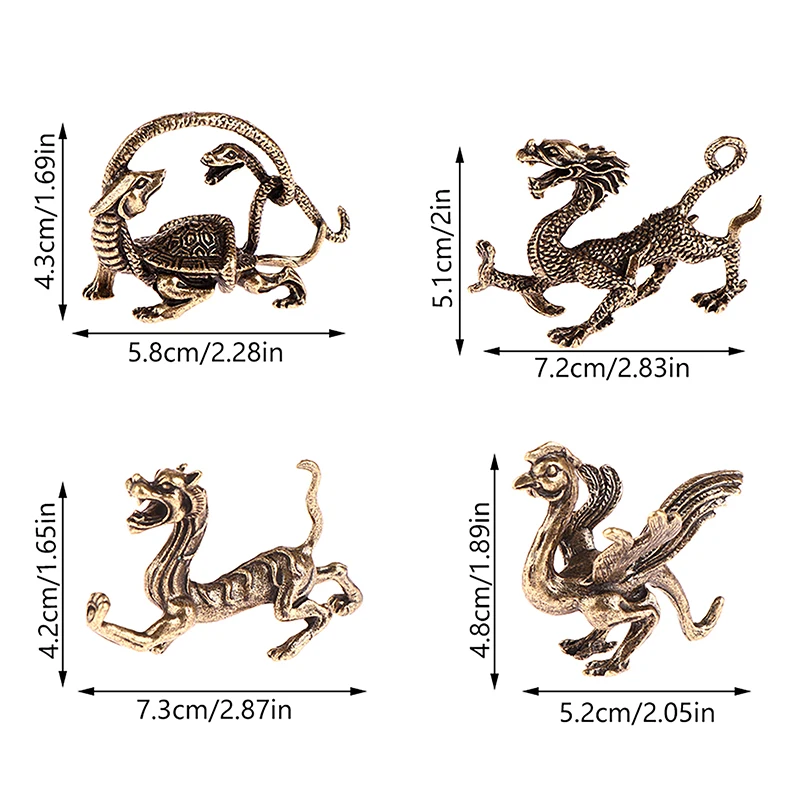 36 Styles Brass Chinese Ancient Mythical Beast Miniature Figurine Dragon Tiger Turtle Feng Shui Ornament Home Decoration Craft