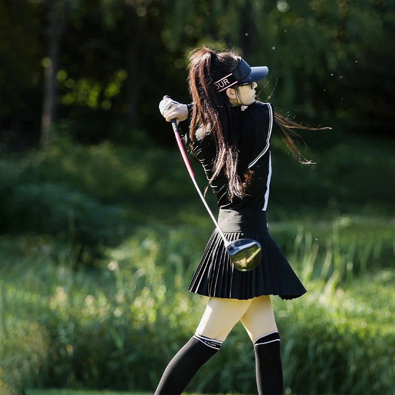 SG ladies golf wear spring and summer long sleeve round neck t-shirt women quick drying breathable sports pleats skort golf set