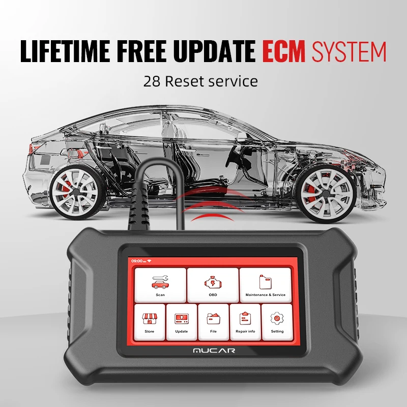 MUCAR CS90 ECM 시스템 자동차 OBD2 진단 도구, 자동차 OBD 스캐너, 오일 EPB BAT SAS ABS DPF AT 에어백 28 리셋, 무료 업데이트