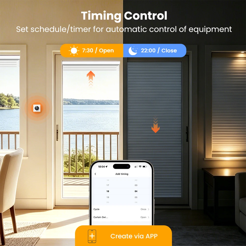 AVATTO WiFi 스마트 노브 커튼 스위치, 롤러 블라인드 셔터용, 정밀 백분율 제어, Tuya Alexa Google Home과 호환