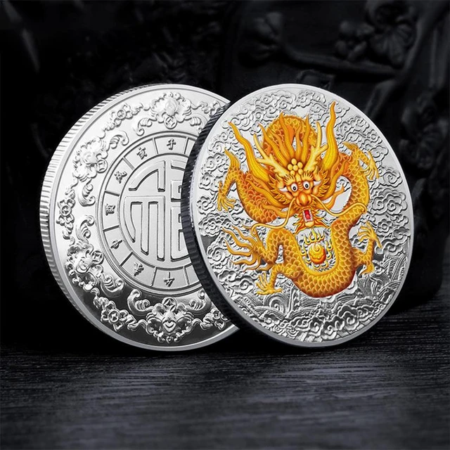 4 Pcs Pièce De Monnaie Chinoise De Style Dragon Année Du Dragon