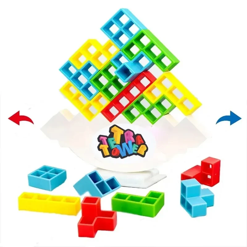 3D Tetra Tower Game Balance Building Blocks Stacking Toys Board