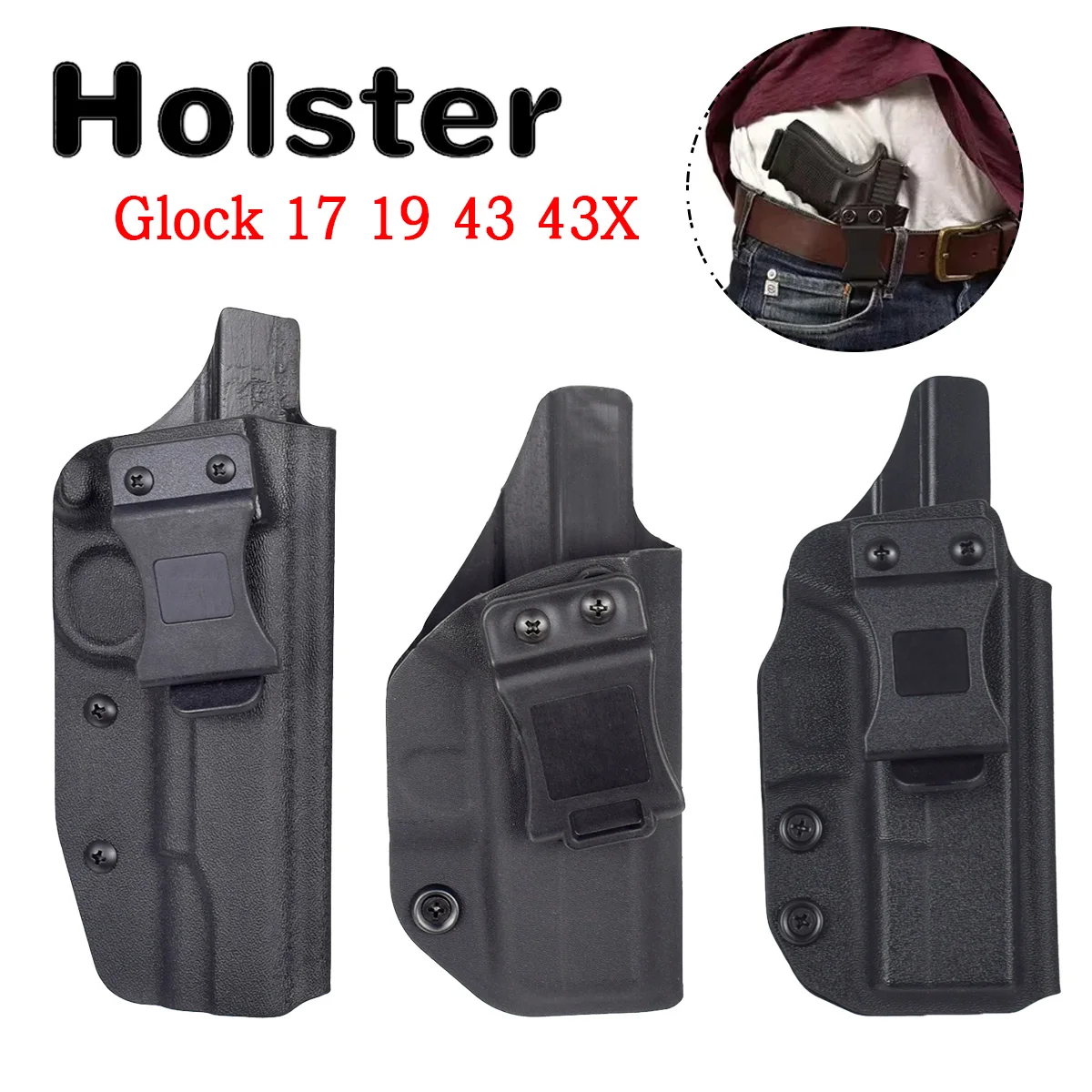Pistol Holster Gun Holster for Glock 17 19 43X Jericho 941 Taurus G2C SIG Sauer P365 Inside Waistband Concealed Carry Belt Clip Single Stack Pouch