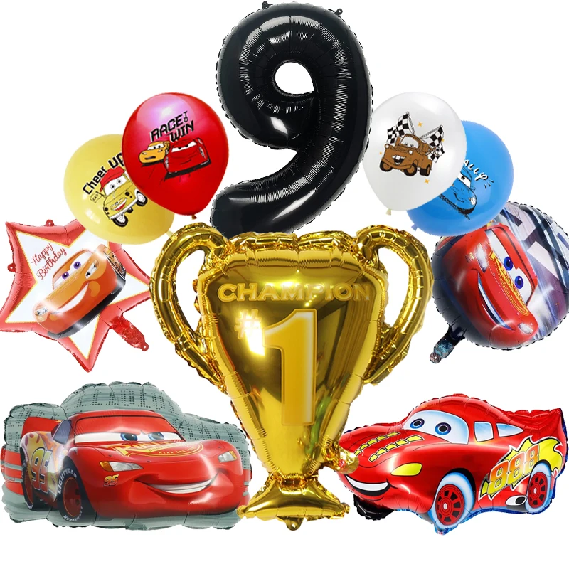 thumbnail image 1 of Decoraciones de fiesta de Rayo Mcqueen, globos de aluminio de Disney Cars, vajilla desechable para fiesta, manteles, platos, tazas, Baby Shower, nuevo, 1 of 5
