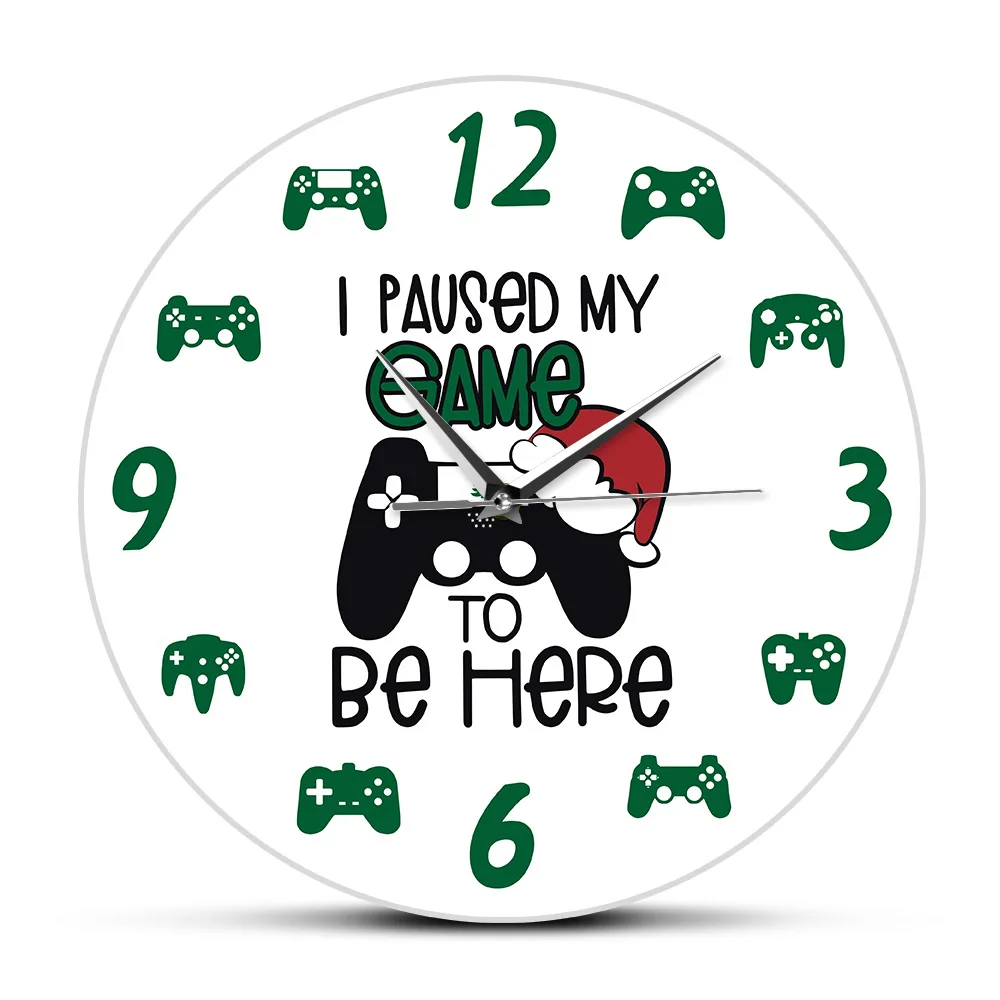 

I Paused My Game To Be Here Gaming Quote Novelty Wall Clock For Gamer Playroom Gamepad Console Arabic Numbers Silent Wall Clock