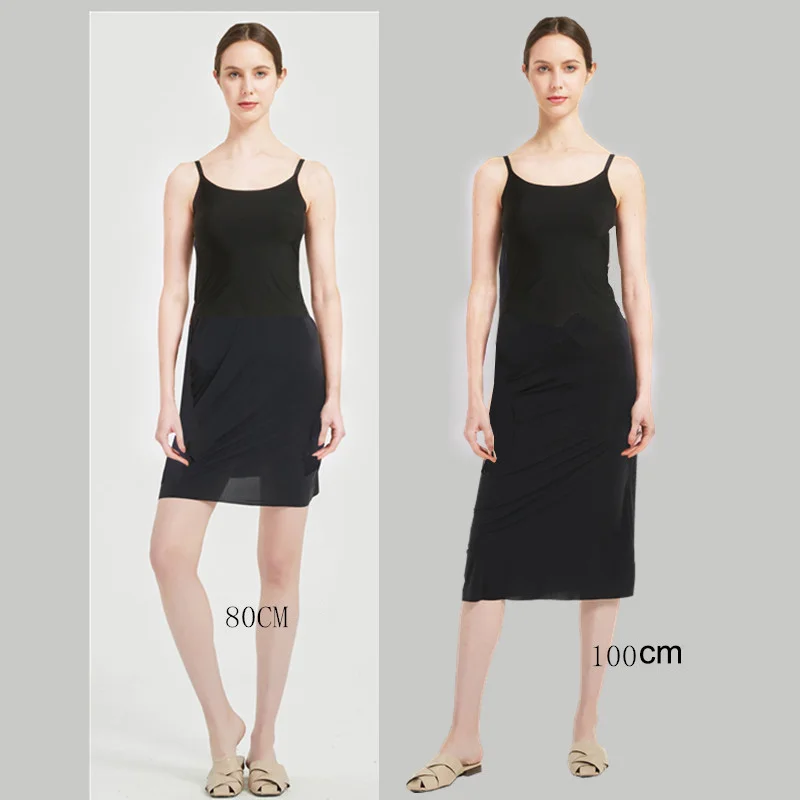 Description Picture 6 of itemSeamless Full Slip Dresses for Women Summer Plus Size Silky Petticoat Underskirt Dress Sleeveless Underwear Night Wear Ootd