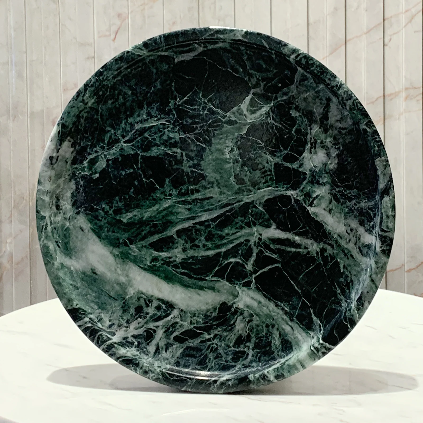 Natural Marble Decorative Tray 9.4 Inch Vanity Bathroom Bedroom Kitchen Jewelry Tray Organizer (24cm *24cm*1.4cm)