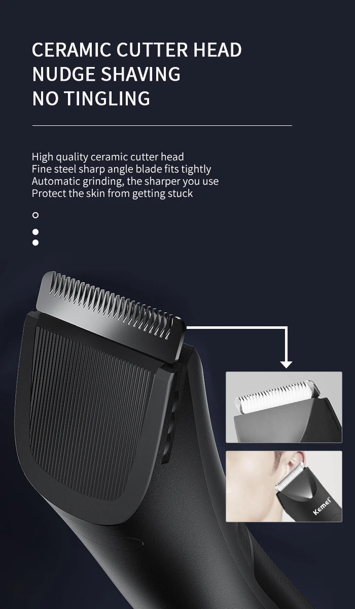 Kemei KM-1838 Intimbereich-Haarschneider Rasenmäher mit Keramikklinge Wasserdichter Nass-Trocken-Trimmer für Schamhaar, Achselhaar und Körperhaar Hygiene-Rasierer – Detail 5