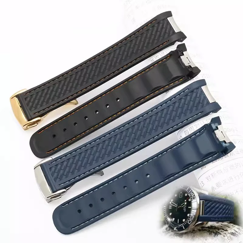 Cinturino In Gomma Siliconica Con Estremità Curva Per Cinturino Omega 20Mm Seamaster 300 Aqua Terra At150 8900 Cinturini Con Metallo