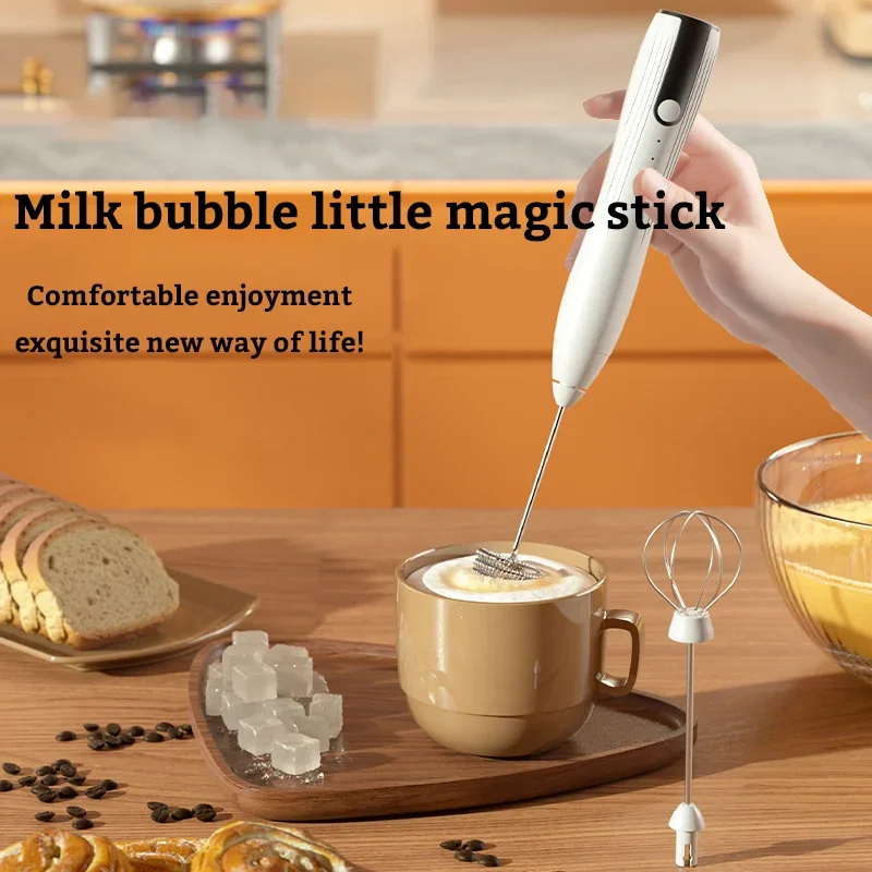 Mousseur à Lait électrique Portable - 2 Têtes De Rechange (ressort Et Ballon) - Pour Café, Latte, Cappuccino - Alimentation Piles