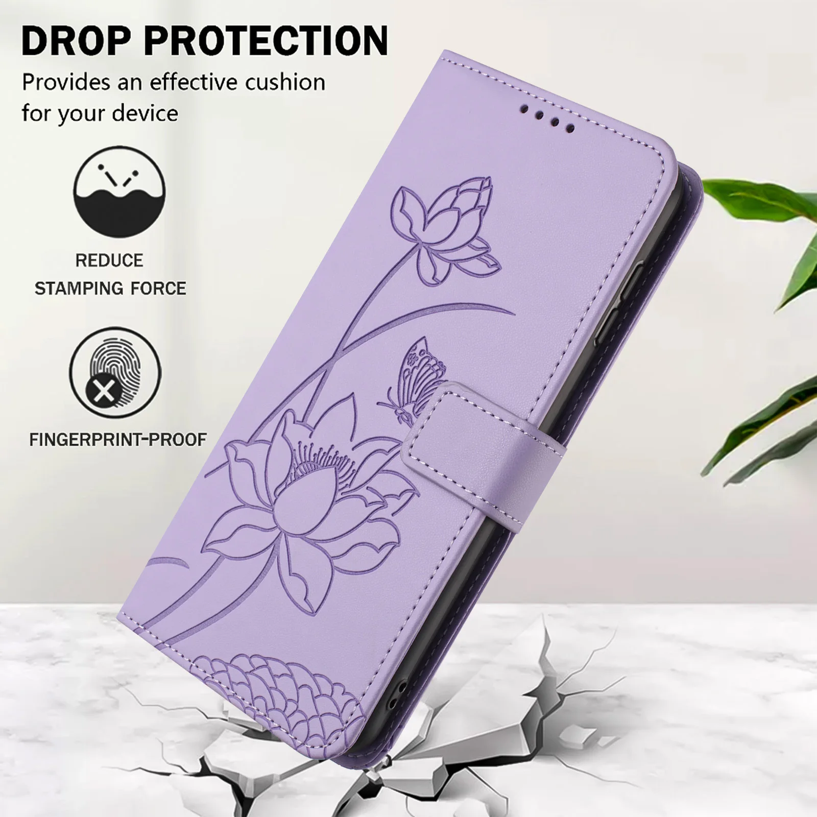 Luxury Leather Magnetic Flip Wallet Phone Case with Lanyard Holder