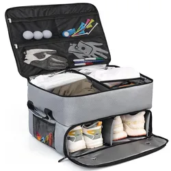 Waterproof Golf Trunk Organizer with Large Storage for Shoes, Balls, Tees, Clothes, and Accessories (Light Grey)