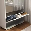 Slim Mirror Shoe Cabinet for Entryway,Narrow Freestanding Shoe Rack with Flip Drawer,Wood Shoe Storage Organizer for Living Room 5