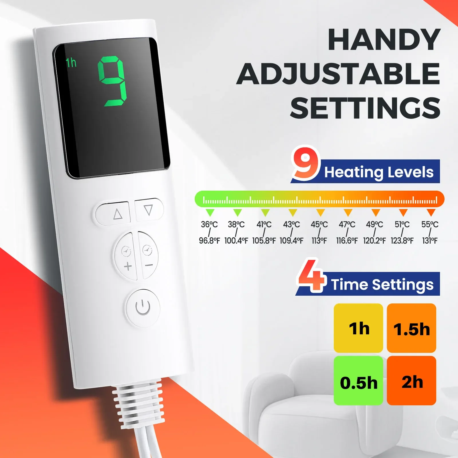 9-gear Electric Foot Heating Pad Portable Winter Soft Plush Washable Foot Warmer 4 Timer Heater Foot Warming Mat for Home Office