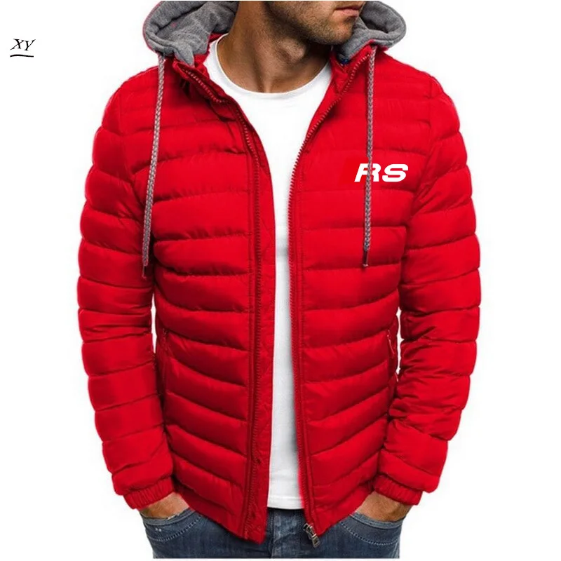 2024 new fashionable and versatile casual men's top Winter Logo Coats Warm Thick Jackets Hooded Overcoats Brand Clothing 5